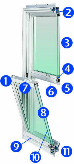 detailed cut-away view of Master's 9000 Series window